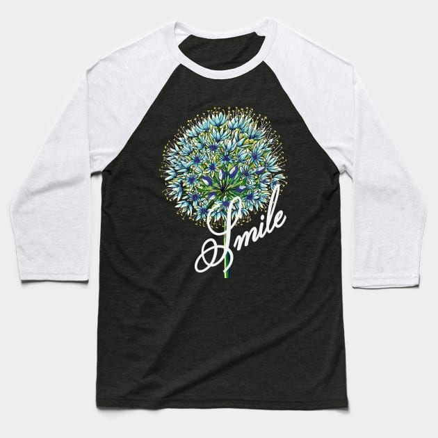 Blue Dandelion Art Baseball T-Shirt by Lighttera